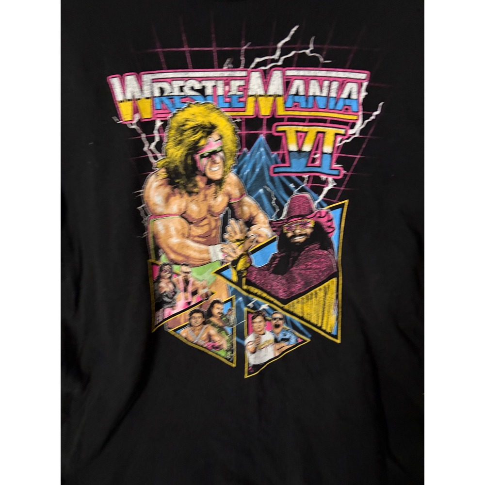 WWE WrestleMania VI T-Shirt Mens 2XL Ultimate Warrior Modern Retro Savage Black